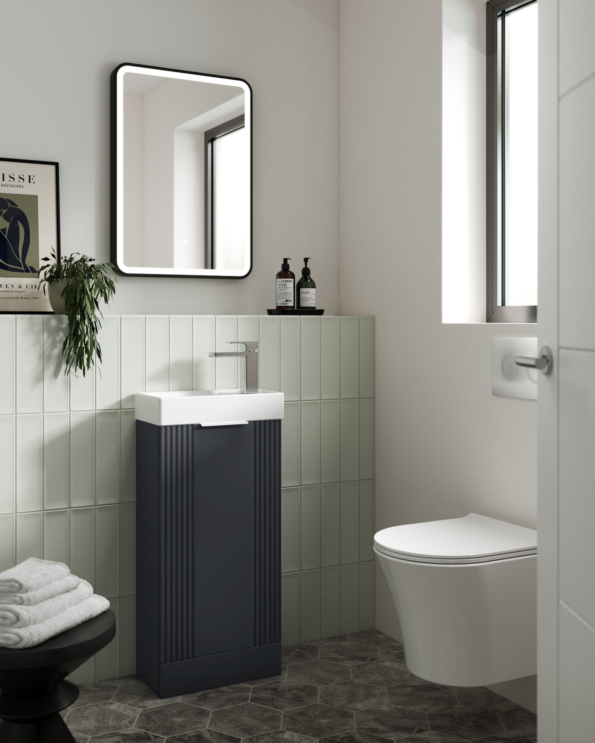 Modern Splash500 x 700mm Black Framed Mirror