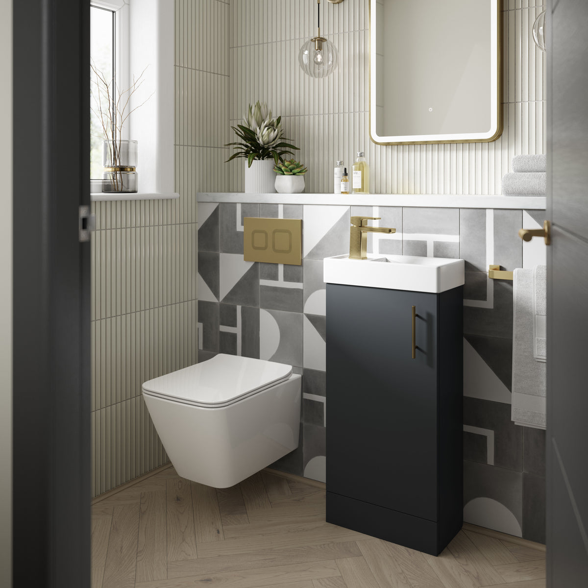 Modern Splash500 x 700mm Brushed Brass Framed Mirror