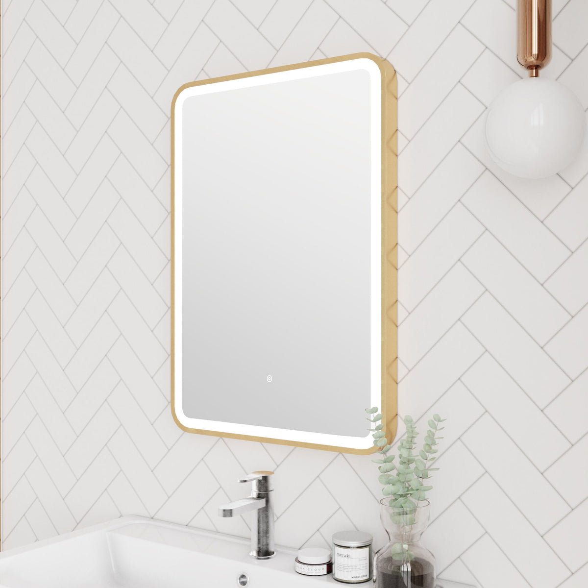 Modern Splash500 x 700mm Brushed Brass Framed Mirror