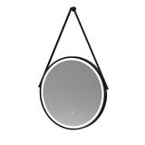 Salana 600 x 600mm Round Touch Sensor Illuminated Matt Black Mirror