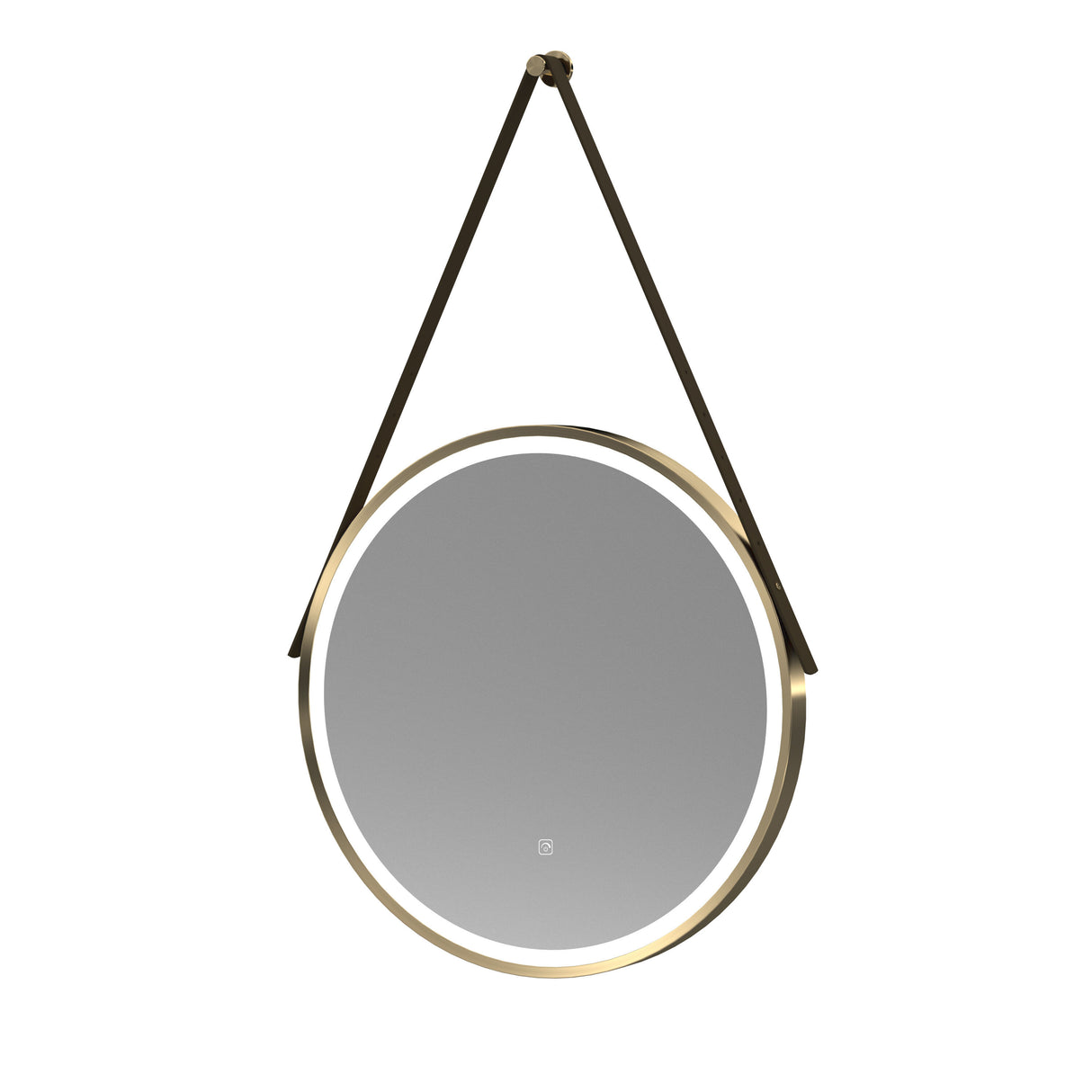 Salana 600 x 600mm Round Touch Sensor Illuminated Brushed Brass Mirror