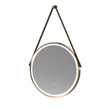 Salana 600 x 600mm Round Touch Sensor Illuminated Brushed Brass Mirror