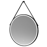 Salana 800 x 800mm Round Touch Sensor Illuminated Matt Black Mirror