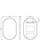 Columba 500 x 800mm Black Inset Frame LED Mirror