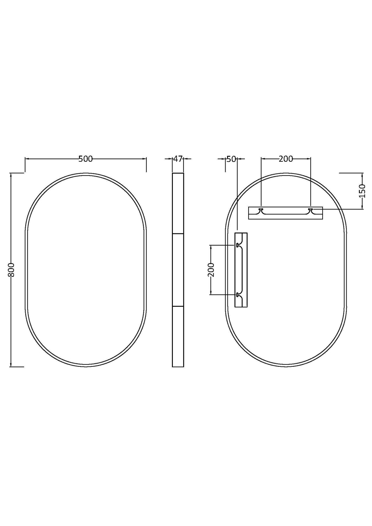 Modern Splash choice 500 x 800mm Brushed Brass Frame Recessed Mirror