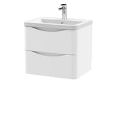 Modern Splash 600mm Satin White 2 Drawer Wall Hung Vanity Unit With Basin