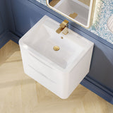 Modern Splash 600mm Satin White 2 Drawer Wall Hung Vanity Unit With Basin