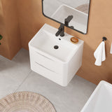 Modern Splash 600mm Satin White 2 Drawer Wall Hung Vanity Unit With Polymarble Basin