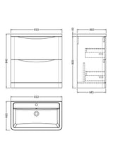 Modern Splash 800mm Satin White 2 Drawer Floor Standing Vanity Unit With Basin