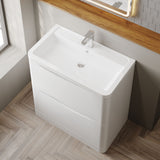 Modern Splash 800mm Satin White 2 Drawer Floor Standing Vanity Unit With Basin