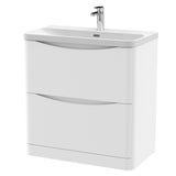 Modern Splash 800mm Satin White 2 Drawer Floor Standing Vanity Unit With Thin Edge Basin