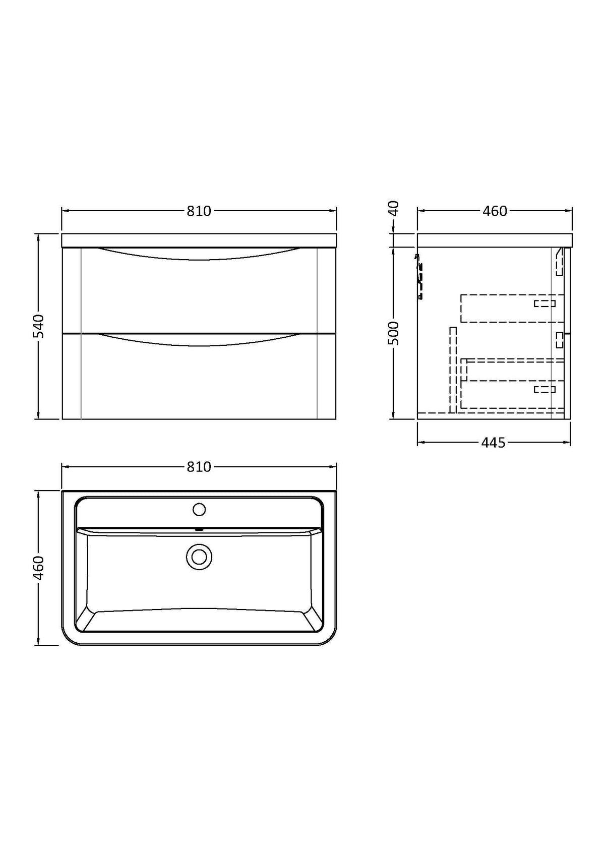 Modern Splash 800mm Satin White 2 Drawer Wall Hung Vanity Unit With Basin