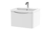 Modern Splash 600mm Satin White 1 Drawer Wall Hung Vanity Unit With Polymarble Basin