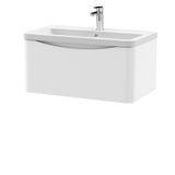 Modern Splash 800mm Satin White 1 Drawer Wall Hung Vanity Unit With Basin