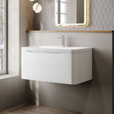 Modern Splash 800mm Satin White 1 Drawer Wall Hung Vanity Unit With Basin