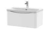 Modern Splash 800mm Satin White 1 Drawer Wall Hung Vanity Unit With Thin Edge Basin