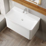 Modern Splash 800mm Satin White 1 Drawer Wall Hung Vanity Unit With Thin Edge Basin