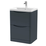 Modern Splash 600mm Soft Black 2 Drawer Floor Standing Vanity Unit With Basin