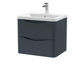 Modern Splash 600mm Soft Black 2 Drawer Wall Hung Vanity Unit With Basin