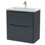 Modern Splash 800mm Soft Black 2 Drawer Floor Standing Vanity Unit With Basin