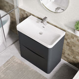 Modern Splash 800mm Soft Black 2 Drawer Floor Standing Vanity Unit With Thin Edge Basin