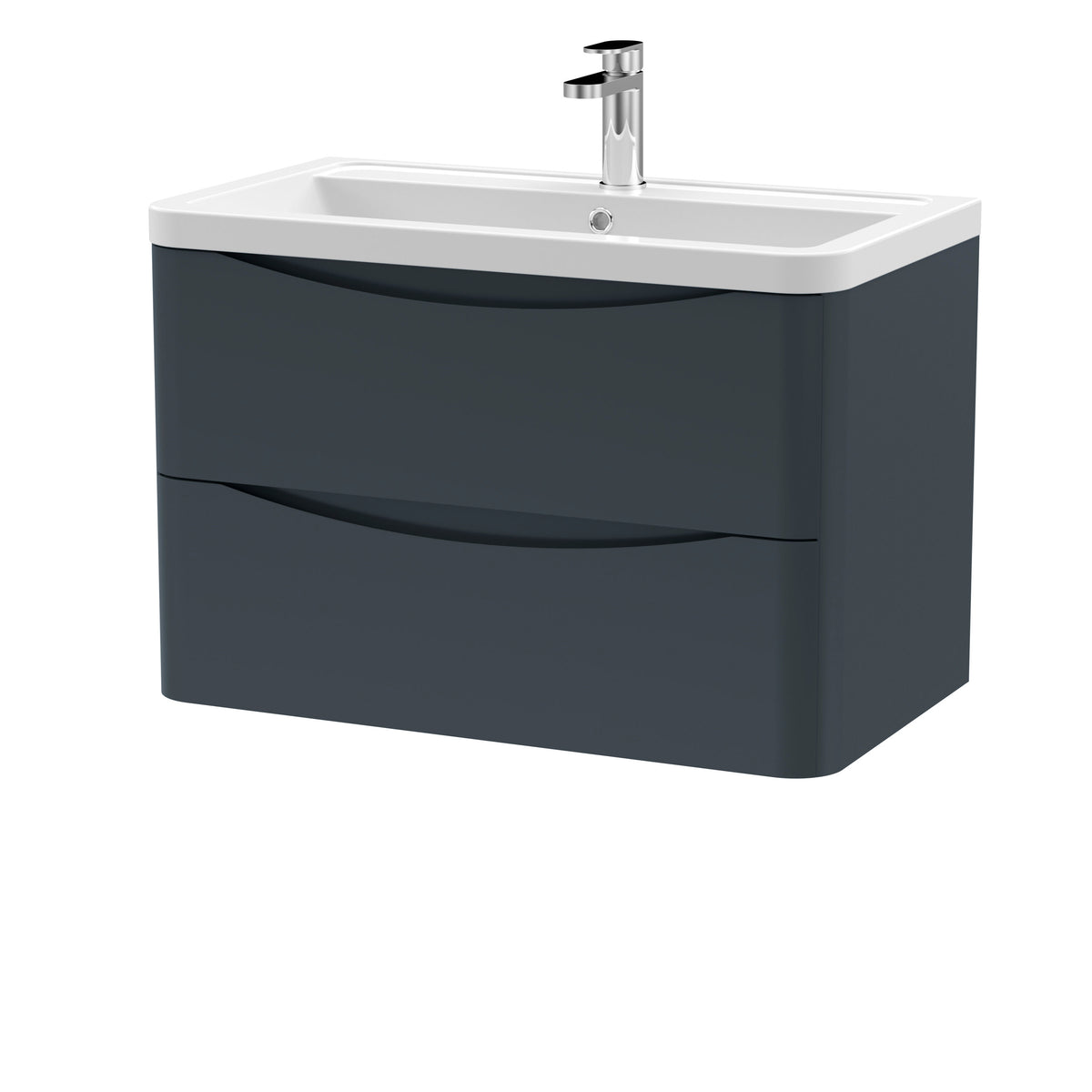 Modern Splash 800mm Soft Black 2 Drawer Wall Hung Vanity Unit With Basin