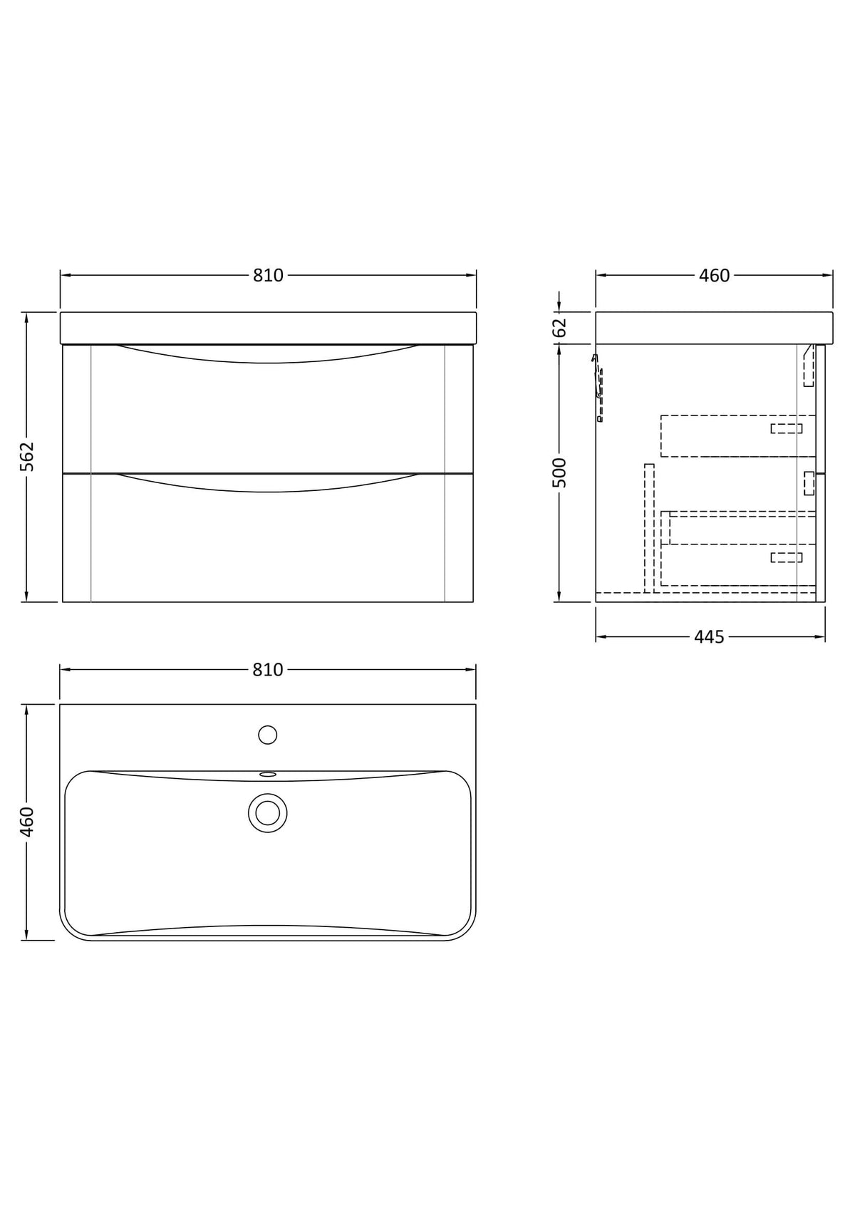 Modern Splash 800mm Soft Black 2 Drawer Wall Hung Vanity Unit With Thin Edge Basin
