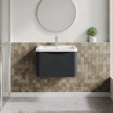 Modern Splash 600mm Soft Black 1 Drawer Wall Hung Vanity Unit With Basin