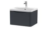 Modern Splash 600mm Soft Black 1 Drawer Wall Hung Vanity Unit With Thin Edge Basin