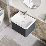 Modern Splash 600mm Soft Black 1 Drawer Wall Hung Vanity Unit With Thin Edge Basin