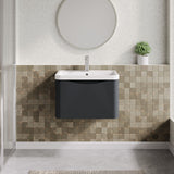 Modern Splash 600mm Soft Black 1 Drawer Wall Hung Vanity Unit With Polymarble Basin