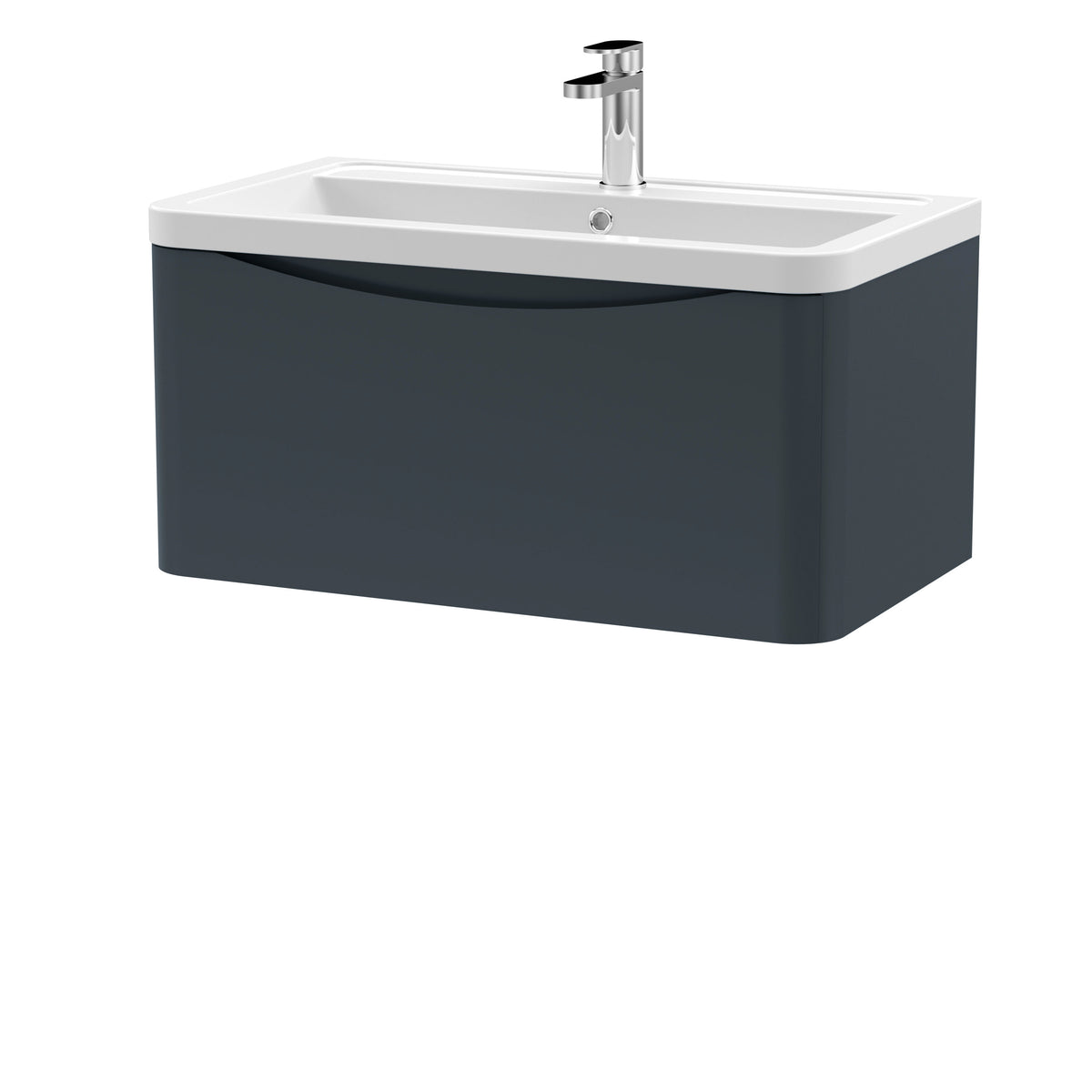 Modern Splash 800mm Soft Black 1 Drawer Wall Hung Vanity Unit With Basin
