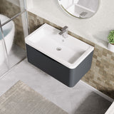 Modern Splash 800mm Soft Black 1 Drawer Wall Hung Vanity Unit With Basin