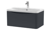 Modern Splash 800mm Soft Black 1 Drawer Wall Hung Vanity Unit With Thin Edge Basin