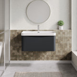 Modern Splash 800mm Soft Black 1 Drawer Wall Hung Vanity Unit With Thin Edge Basin