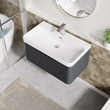 Modern Splash 800mm Soft Black 1 Drawer Wall Hung Vanity Unit With Thin Edge Basin