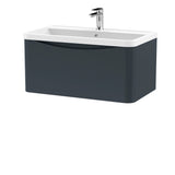 Modern Splash 800mm Soft Black 1 Drawer Wall Hung Vanity Unit With Polymarble Basin
