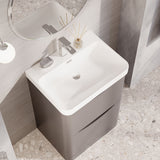 Modern Splash 600mm Satin Grey 2 Drawer Floor Standing Vanity Unit With Thin Edge Basin