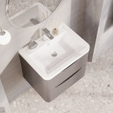 Modern Splash 600mm Satin Grey 2 Drawer Wall Hung Vanity Unit With Basin