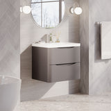 Modern Splash 600mm Satin Grey 2 Drawer Wall Hung Vanity Unit With Basin