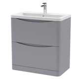 Modern Splash 800mm Satin Grey 2 Drawer Floor Standing Vanity Unit With Basin