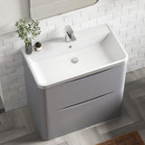 Modern Splash 800mm Satin Grey 2 Drawer Floor Standing Vanity Unit With Polymarble Basin