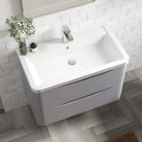 Modern Splash 800mm Satin Grey 2 Drawer Wall Hung Vanity Unit With Basin