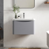Modern Splash 600mm Satin Grey 1 Drawer Wall Hung Vanity Unit With Basin
