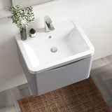 Modern Splash 600mm Satin Grey 1 Drawer Wall Hung Vanity Unit With Basin