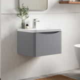 Modern Splash 600mm Satin Grey 1 Drawer Wall Hung Vanity Unit With Basin