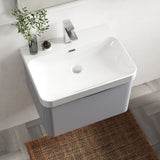 Modern Splash 600mm Satin Grey 1 Drawer Wall Hung Vanity Unit With Thin Edge Basin