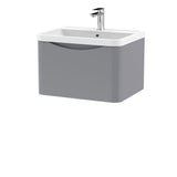 Modern Splash 600mm Satin Grey 1 Drawer Wall Hung Vanity Unit With Polymarble Basin