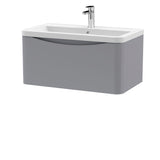 Modern Splash 800mm Satin Grey 1 Drawer Wall Hung Vanity Unit With Basin