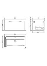 Modern Splash 800mm Satin Grey 1 Drawer Wall Hung Vanity Unit With Basin
